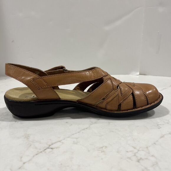 Clarks Womens Bendables Leather Comfort Sandals Light Brown Slingback Sz 10 - Picture 6 of 12